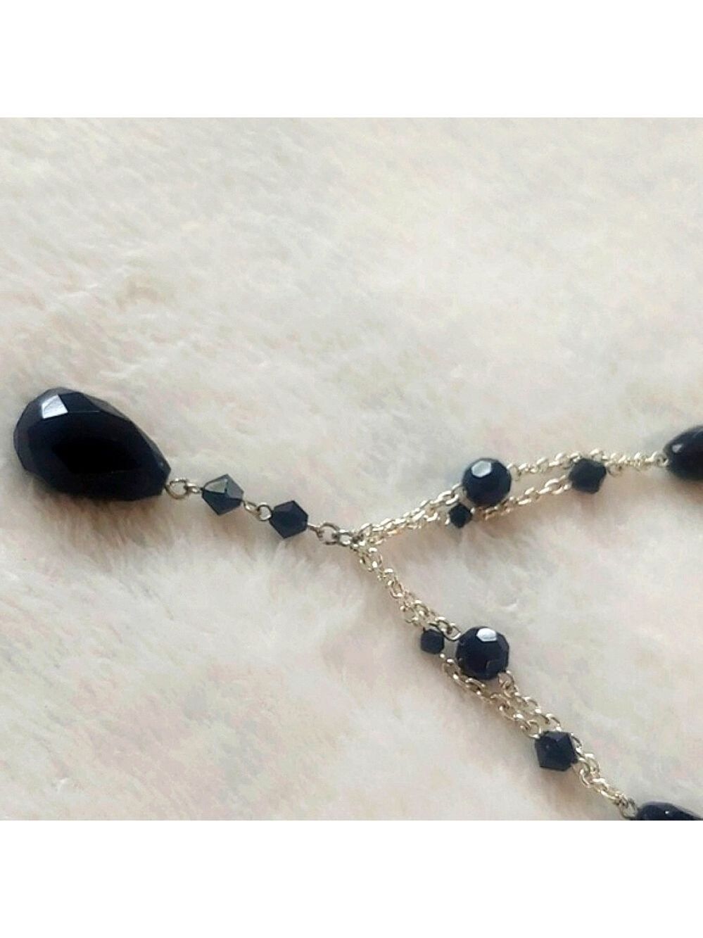 White House Black Market Silver Tone Black Beaded Necklace - Picture 11 of 13